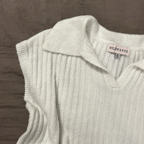 Boxy Knit Cropped Collared Top - Picture 3 of 4